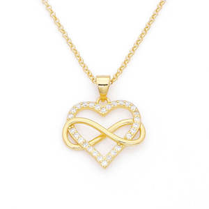 Sterling Silver Necklaces: Sterling Silver Heart with Infinity Charm Necklace - Gold