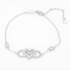 Sterling Silver Bracelets: Sterling Silver Infinity with C.Z Heart Bracelet