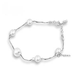 Sterling Silver Bracelets: Sterling Silver Shell Pearl Women's Bracelet