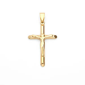 Cross Necklaces: Stainless Steel Crucifix Cross Pendant - Gold