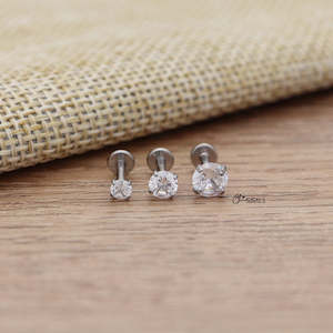 Bundle Deals: Three Piece C.Z Top Flat Back Studs Bundle - Silver