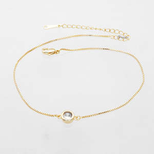 Anklets: 5mm Round C.Z Anklet - Gold