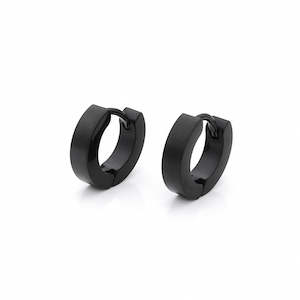 Everyday Jewellery: Black Titanium IP Stainless Steel Huggie Hoop Earrings - Small
