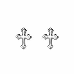 Stud Earrings: Gothic Cross Stud Earrings - Silver