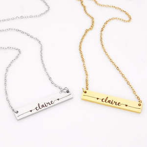 Personalised Necklaces: Personalised Horizontal Bar Necklace - Font 7