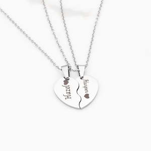 Personalised Necklaces: Personalised Best Friends Heart Necklace
