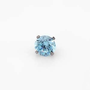 Titanium Jewellery: Titanium Internally Threaded Replacement CZ Top -Aqua