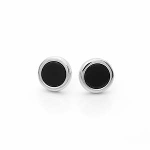 Stud Earrings: Black Onyx Round Stud Earrings