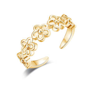 Flowers Pattern Band Toe Ring - Gold