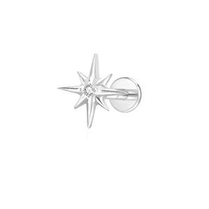 Starburst CZ Centre Titanium Flat Back Stud Earrings