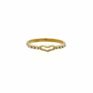 Rings: Stainless Steel Hollow Heart Ring - Gold