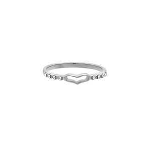 Stainless Steel Hollow Heart Ring - Silver