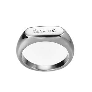 Personalised Stainless Steel Rectangle Signet Ring