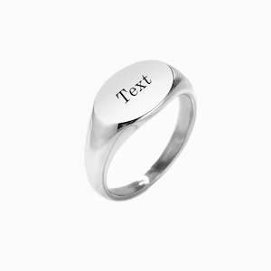 Personalised Stainless Steel Oval Signet Ring