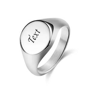 Personalised Stainless Steel Round Signet Ring