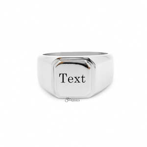 Personalised Stainless Steel Square Flat Top Signet Rings