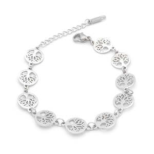 Stainless Steel Tree of Life Women's Bracelet - Silver