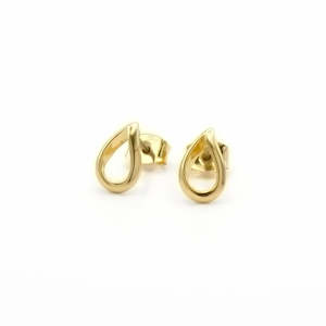 Stud Earrings: Gold Hollow Teardrop Stud Earrings