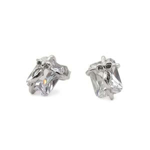 Rectangle CZ Bow-Wrapped Stud Earrings