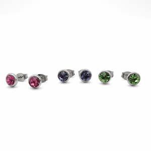 Stud Earrings: Round Crystal Stud Earrings