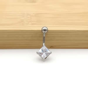 Square CZ Belly Button Rings