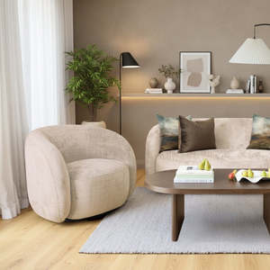Lounge Chairs: Lodi Swivel Armchair / Occasional Chair - Beige