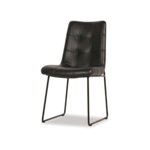 Dining Chairs: Luke Leather Dining Chair - Black