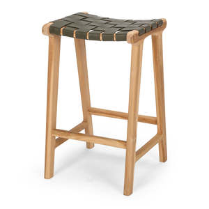 Indo Woven Barstool - Olive Green