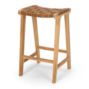 Indo Woven Barstool - Saddle Brown
