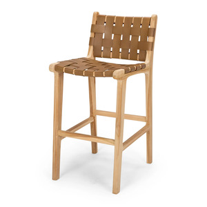 Barstools: Indo Woven Highback - Saddle Brown