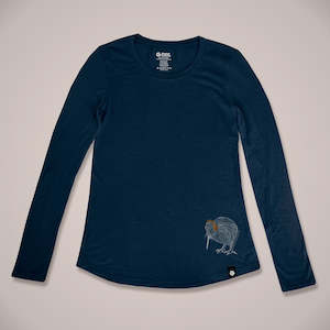 Womens: Sketchy Kiwi Long Sleeve Womens Merino T-Shirt