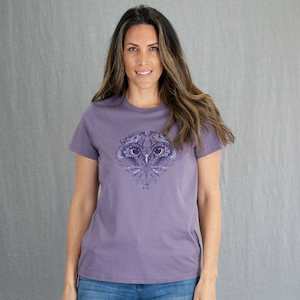 Womens Tees 100 Cotton: Nature Owl Womens T-Shirt