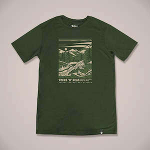 Mens 1: Trees N Seas Short Sleeve Mens Merino T-Shirt