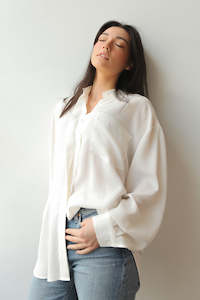 October Reign Oversized Shirt - White Silk