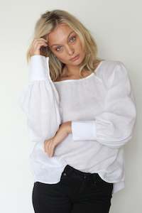 October Reign Queen B Blouse - White Linen