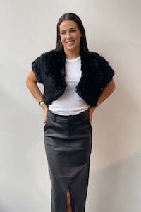 Coats Jackets: October Reign Fur Bolero - Black