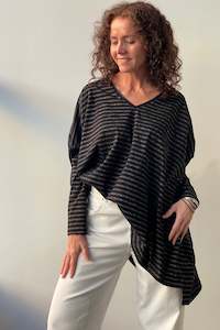 October Reign: October Reign Micki Tee - Black/Gold Stripe