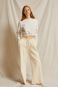 Perfect White Tee: Perfect White Tee Hailey Wide Leg Fleece Pant - Sugar