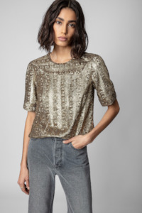 Sale Under 500: Zadig & Voltaire Toysse Sequins Blouse - Bronze