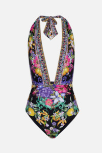 Sale Under 500: Camilla Plunge Neck Halter One Piece - Meet Me in Marchesa