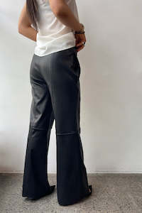 October Reign Leather: October Reign Leather Wide Leg Pants - Black