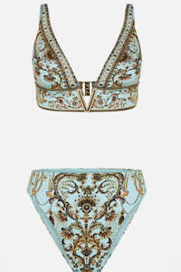 Swimwear: Camilla V Neck Hardware Bikini Bra & High Waist Cheeky Pant - Adieu Yesterday
