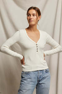 Best Selling: Perfect White Tee Evangeline Rib Long Sleeve - Sugar