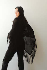 Cashmere: October Reign Loulou Cashmere Poncho - Black