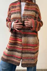 Estilo Emporio Aura Coat - Chocolate Multi Stripe