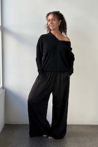 Best Selling: October Reign Wide Leg Pant - Black
