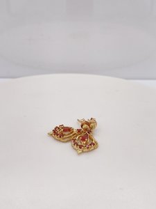Antique Style Gold Garnet Drop Earrings - Global Diamonds