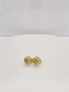 Gold Double Bezel Peridot Studs - Global Diamonds