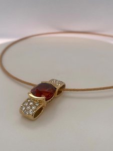 Garnet and Diamond Pendant - Global Diamonds
