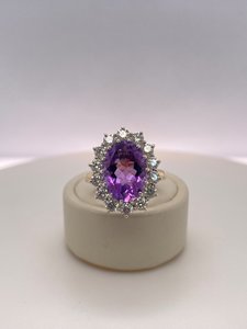 Amethyst And Diamond Cluster Ring - Global Diamonds